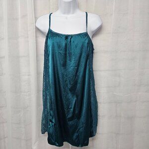 Avid Love Tank Y2K Satin Lace Whimsigoth Fairy Grunge Jade XL